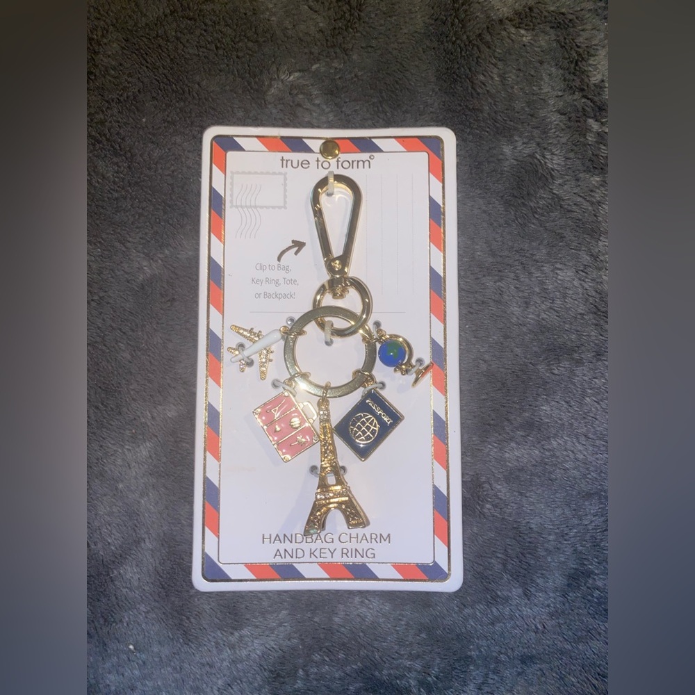 BNWT True to Form Paris, France Travel Themed Bag Charm/Keychain $55